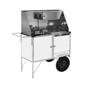 Carrinho 2 em 1 Cefaz Hot Dog e Lanche Luxo Branco com Rodas Pneumáticas e Toldo BL10P/T
