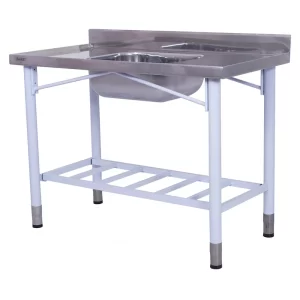 Pia Industrial Benfati Inox 430 70x60cm Pés Pintados Paneleiro Gradeado com 1 Cuba 550GR